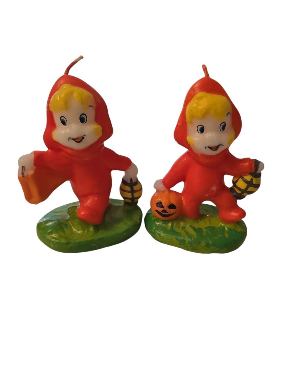 2 Vintage 1986 Casper Wendy Trick or Treating Candles Hong Kong *READ*